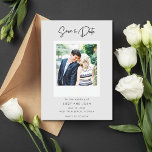 Minimalist Photo Wedding Save the Date<br><div class="desc">Celebrate your upcoming wedding in style with this gorgeous and modern grey photo save the date card. Featuring a simple yet elegant design, this card will be the perfect way to announce your big day. Order the cards to be printed and mailed out to your guests or download a digital...</div>