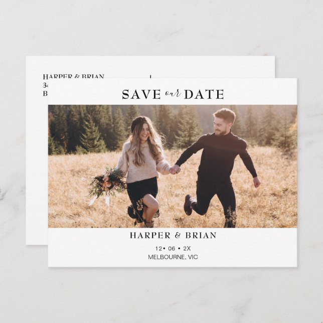 Minimalist Photo Wedding Save The Date Postcard (Front/Back)