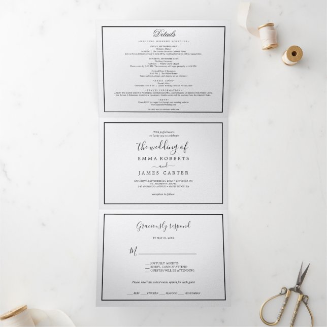 Minimalist Photo Wedding Tri-Fold Invitation (Inside)