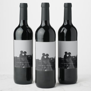 Minimalist Photo Wedding Wine Bottle Labels