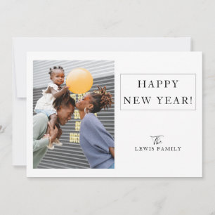 Minimalist Photo White Happy New Year Holiday Card