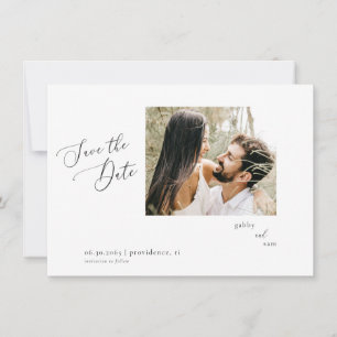 Minimalist Photo White Wedding Save the Date II Invitation