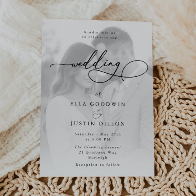 Minimalist Photo with Elegant Script Wedding Invitation (Creator Uploaded)