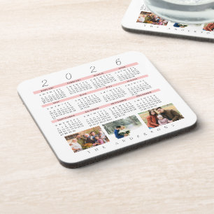 Minimalist Photo Yearly 2026 Calendar Keepsake Coaster