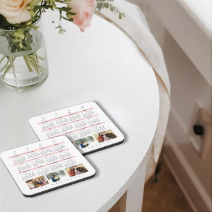 Minimalist Photo Yearly 2026 Calendar Keepsake Coaster