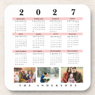 Minimalist Photo Yearly 2027 Calendar Keepsake Coaster