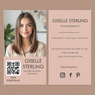Minimalist Photographer Photo QR Code Social Media Business Card