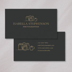 Minimalist Photographer Simple Grey and Gold Business Card