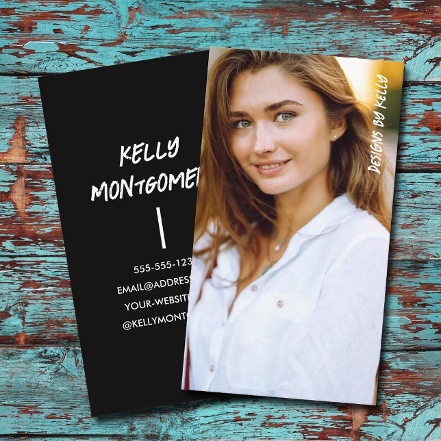 Minimalist Photography Full Photo Simple Black Business Card (Creator Uploaded)