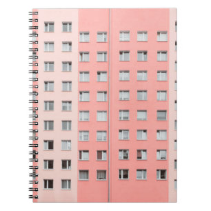 MINIMALIST PHOTOGRAPHY OF PINK HIGH-RISE BUILDING NOTEBOOK