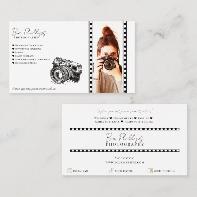 Minimalist Photography Photographer Photo Business Card (Front/Back)