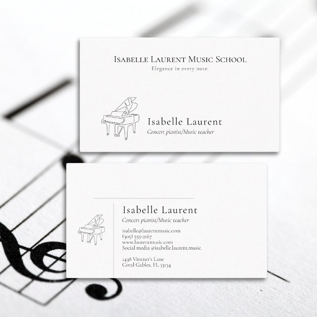 Minimalist pianist music teacher business card (Creator Uploaded)