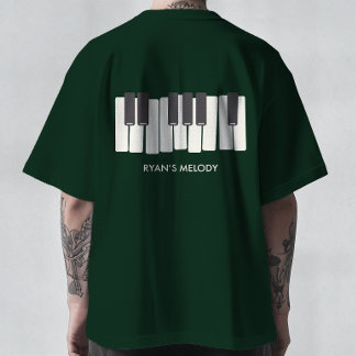 Minimalist Piano Keyboard Custom Name T-Shirt