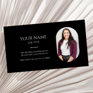 Minimalist Picture Photo Professional Modern Black Business Card