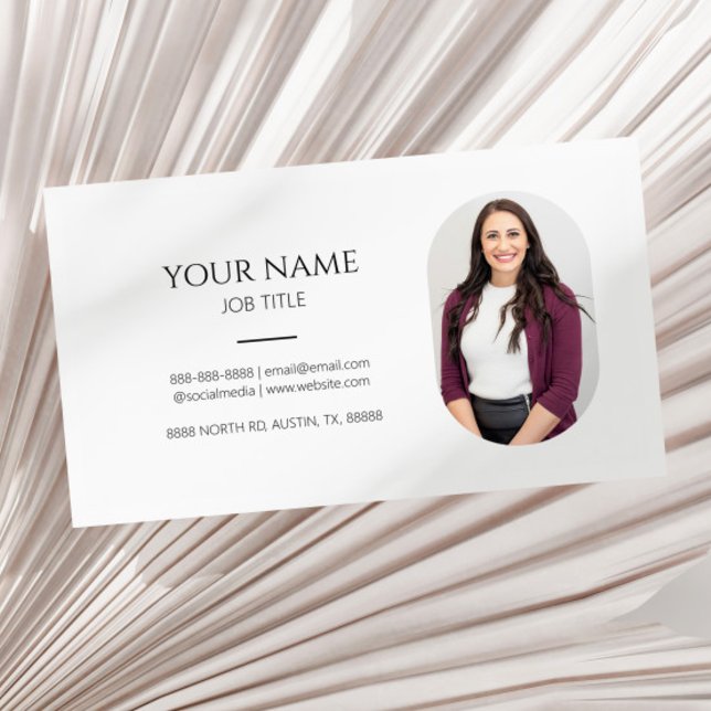 Minimalist Picture Photo Professional Modern White Business Card (Creator Uploaded)