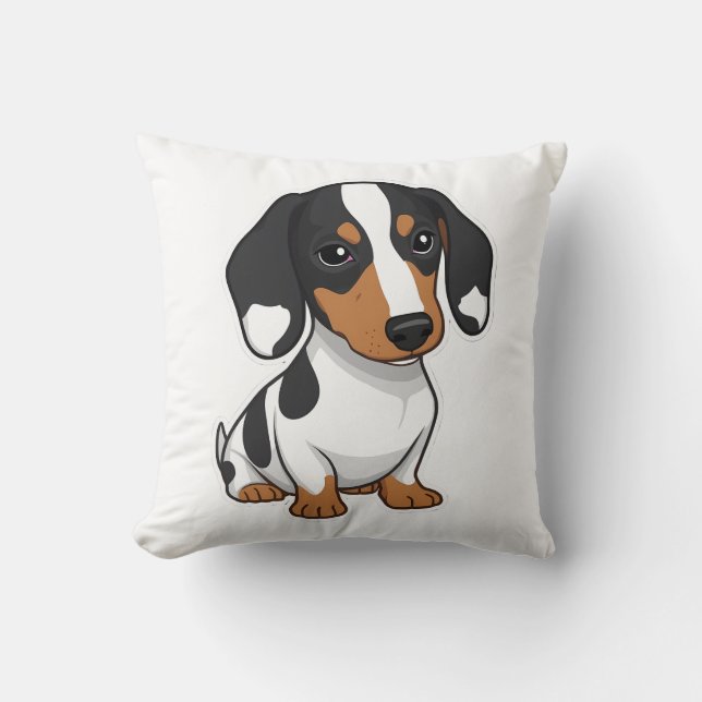 Minimalist Piebald Dachshund Art  Cushion (Front)