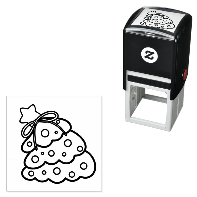 Minimalist Pine Christmas Tree Outline Self-inking Stamp (In Situ)