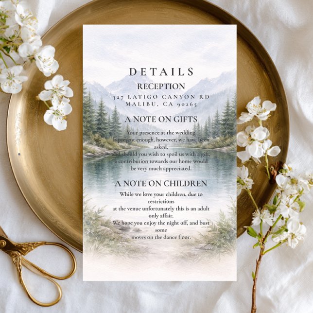 Minimalist Pine Forest Landscape Wedding Enclosure Card (Creator Uploaded)