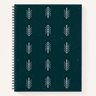 Minimalist Pine Leaf Pattern Spiral Notebook 