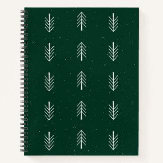 Minimalist Pine Leaf Pattern Spiral Notebook 