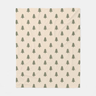 Minimalist Pine Tree Beige Boho Farmhouse Winter Fleece Blanket