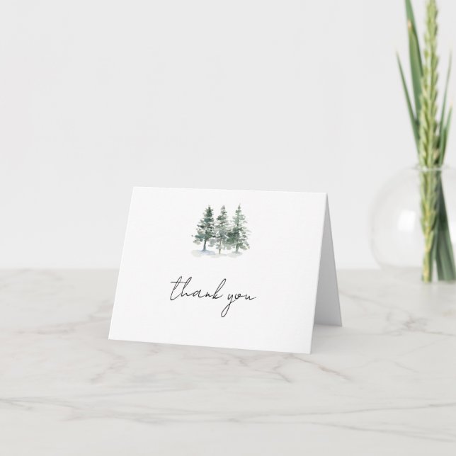 Minimalist Pine Tree Folded Thank You Card (Front)