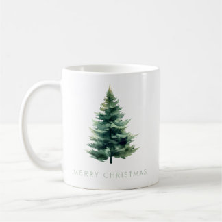 Minimalist Pine Tree Green Christmas Holiday Coffee Mug