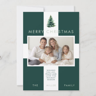 Minimalist Pine Tree Green Christmas Holiday Photo