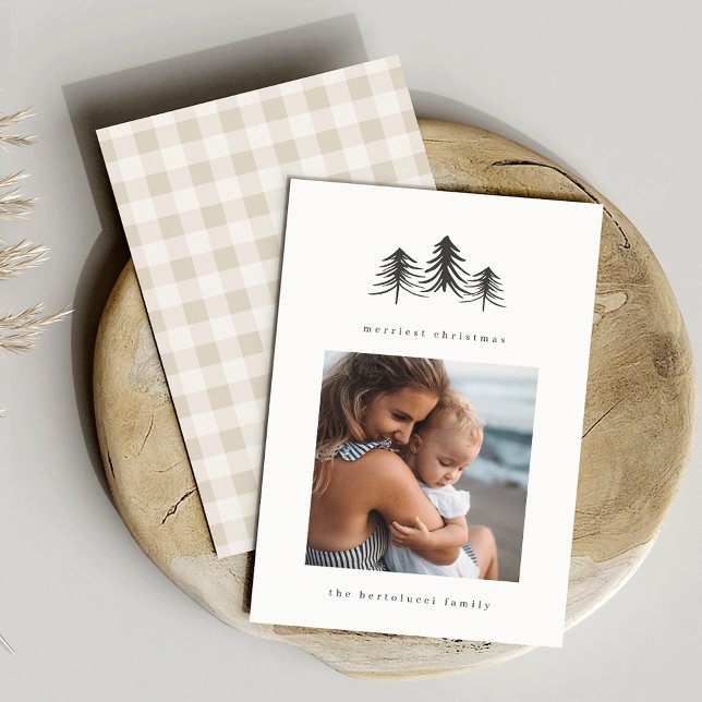 Minimalist Pine Tree Holiday Photo Card (Creator Uploaded)