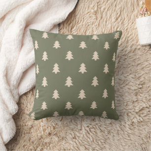 Minimalist Pine Tree Neutral Boho Farmhouse Winter Cushion