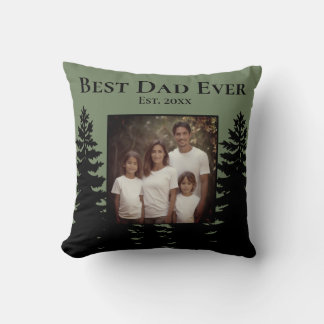 Minimalist pine tree personalise Best Dad Ever Cushion