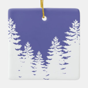 Minimalist pine tree silhouette ceramic ornament
