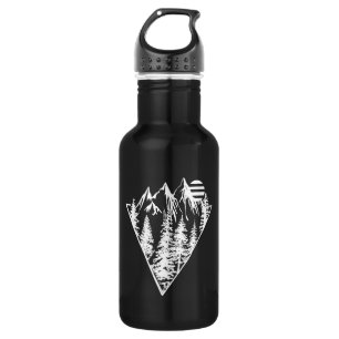 Minimalist pine trees forest landscape 532 ml water bottle