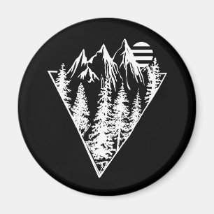Minimalist pine trees forest scene magnet