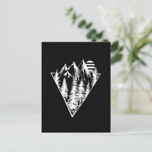 Minimalist pine trees forest scene postcard