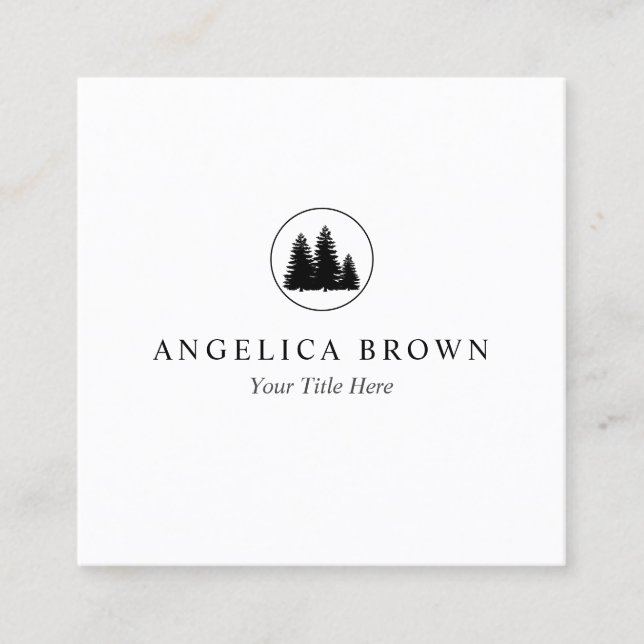 Minimalist Pine Trees Logo Business Card (Front)