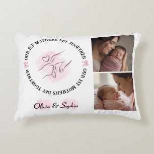 Minimalist Pink 1st Mother's Day Custom Keepsake Decorative Cushion