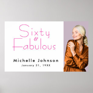 Minimalist Pink 60 & Fabulous 60th Birthday Party Poster