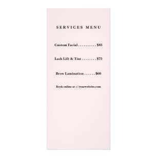 Minimalist Pink Aesthetician Price List Aftercare Rack Card
