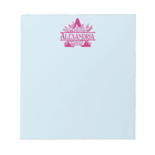 Minimalist Pink and Blue Custom Monogram Name  Notepad