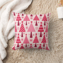 Minimalist  Pink and Red Christmas Trees Pattern 