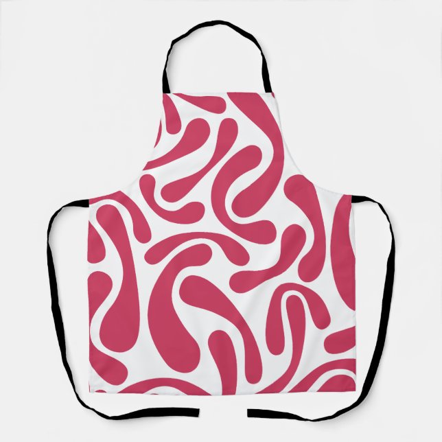 Minimalist pink and white abstract  apron (Front)