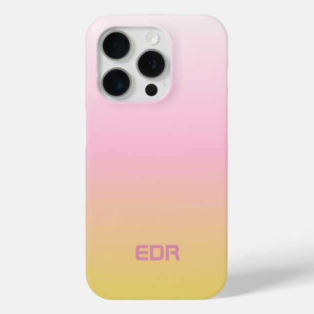 Minimalist Pink and Yellow Gradient Monogram Case-Mate iPhone Case (Back)