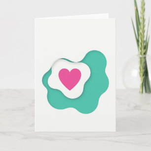 Minimalist Pink Aqua Heart Card