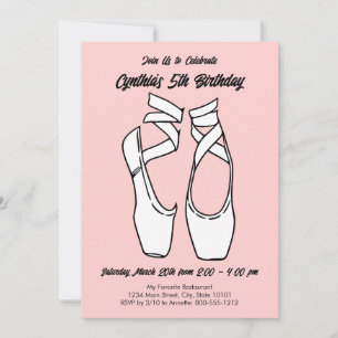 Minimalist Pink Ballet Birthday Party Invitation