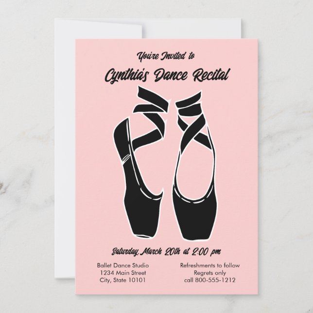 Minimalist Pink Ballet Dance Recital Invitation (Front)