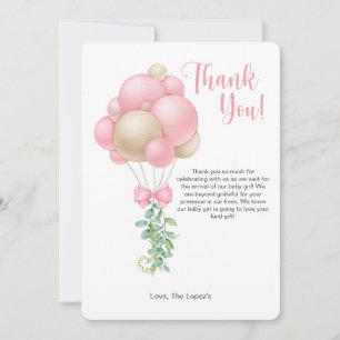Minimalist Pink Balloon Baby Shower Thank You Card