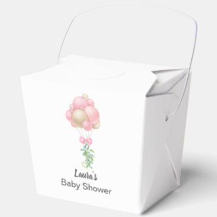 Minimalist Pink Balloons Girl Baby Shower Favour Box