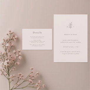 Minimalist Pink Black Wedding Hotel Detail Info Enclosure Card
