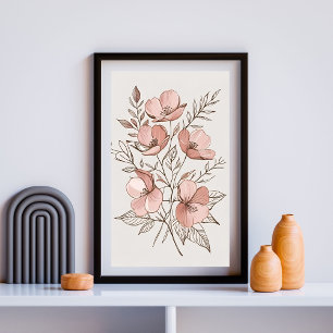 Minimalist Pink Blossom Botanical Art Print 8